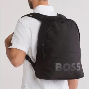 BOSS NWT Unisex Black Pixel Logo Backpack Commuter Travel Laptop Work Bag Office